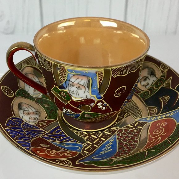 Vintage Japanese Goddess Scholars Moriage Made in Occupied Japan Cup & Saucer - Picture 2 of 11